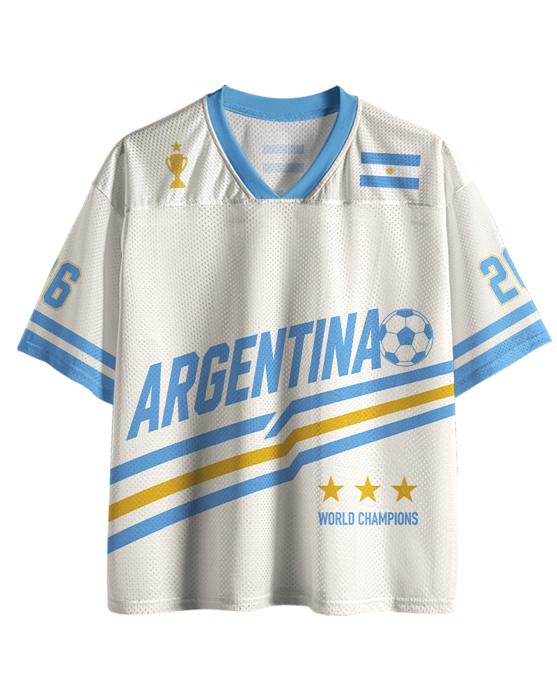 TheRetroTee Argentina Custom Name Mesh Jersey