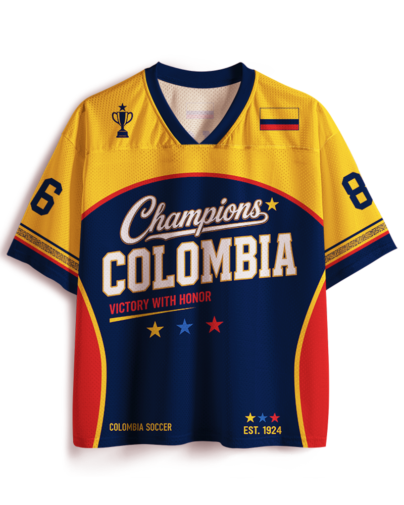 TheRetroTee Colombia Football Champion Custom Name Mesh Jersey