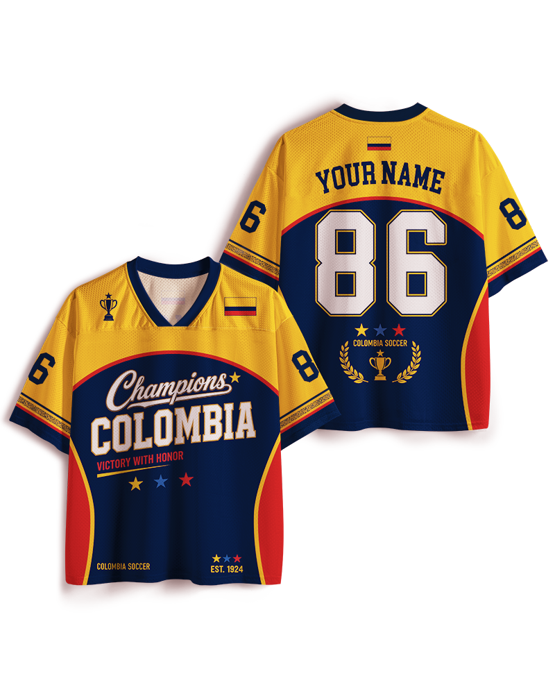 TheRetroTee Colombia Football Champion Custom Name Mesh Jersey