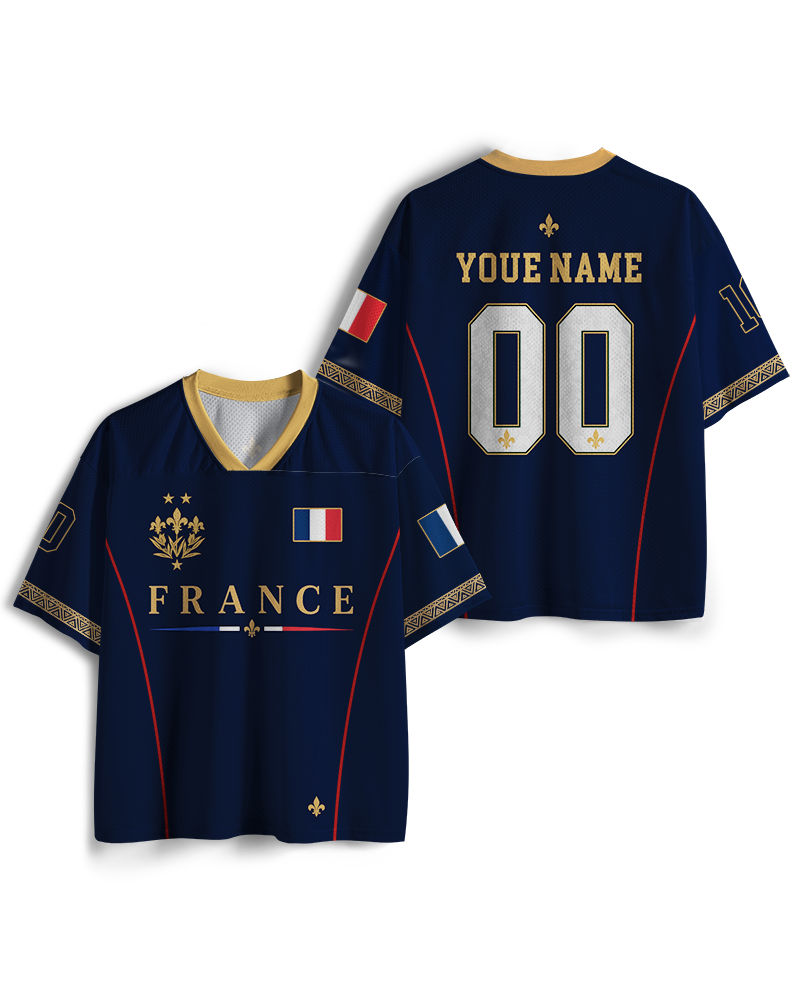 TheRetroTee Custom France Soccer Mesh Jersey
