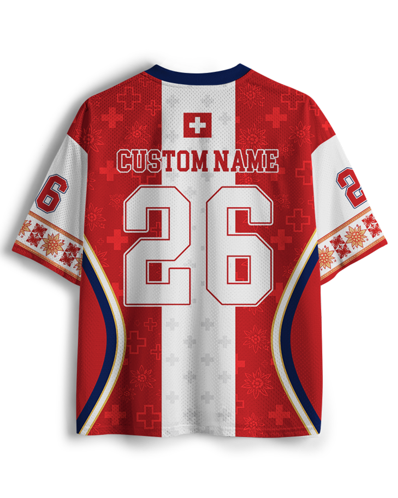 TheRetroTee Custom Switzerland Soccer Mesh Jersey