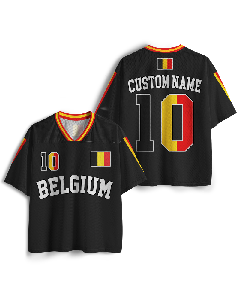 TheRetroTee Personalized Belgium Soccer  Mesh Jersey