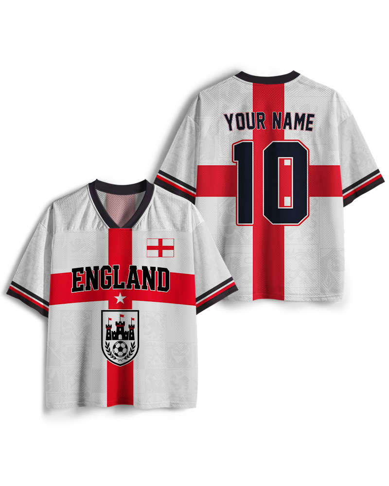 TheRetroTee England Custom Name Mesh Jersey