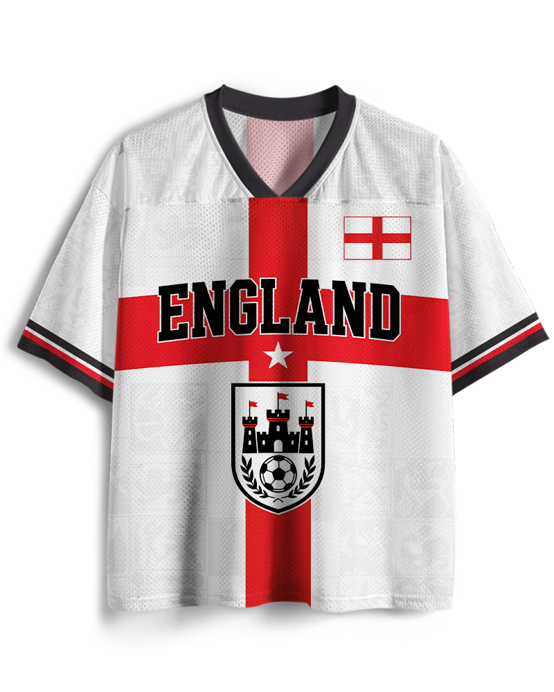 TheRetroTee England Custom Name Mesh Jersey