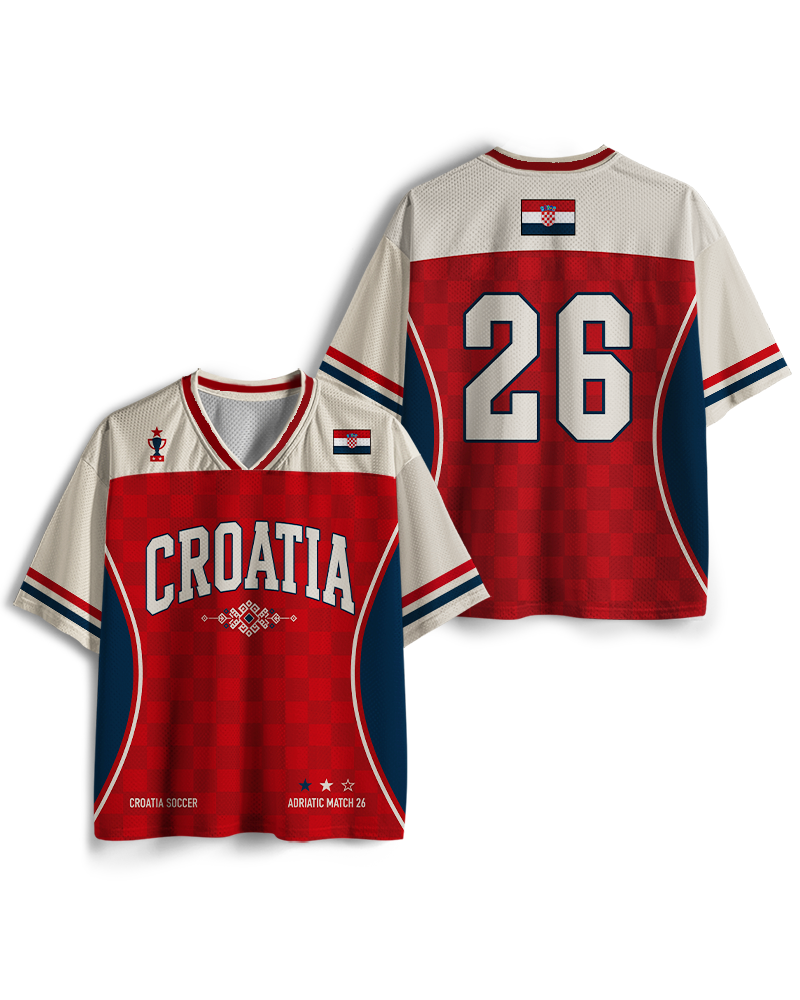 TheRetroTee Croatia Soccer Jersey Custom Name Mesh Jersey