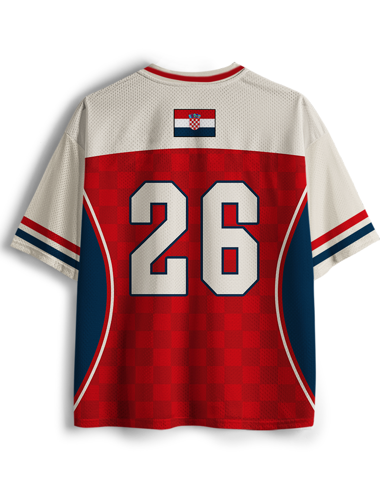 TheRetroTee Croatia Soccer Jersey Custom Name Mesh Jersey
