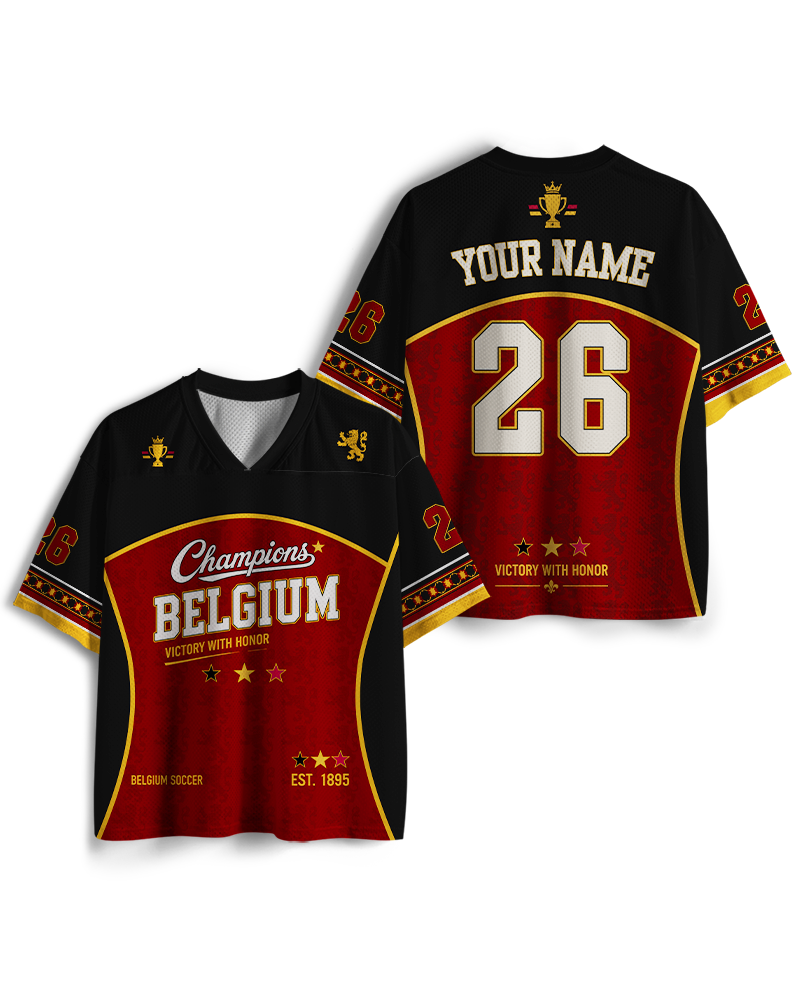 TheRetroTee Belgium Champion Custom Name Mesh Jersey