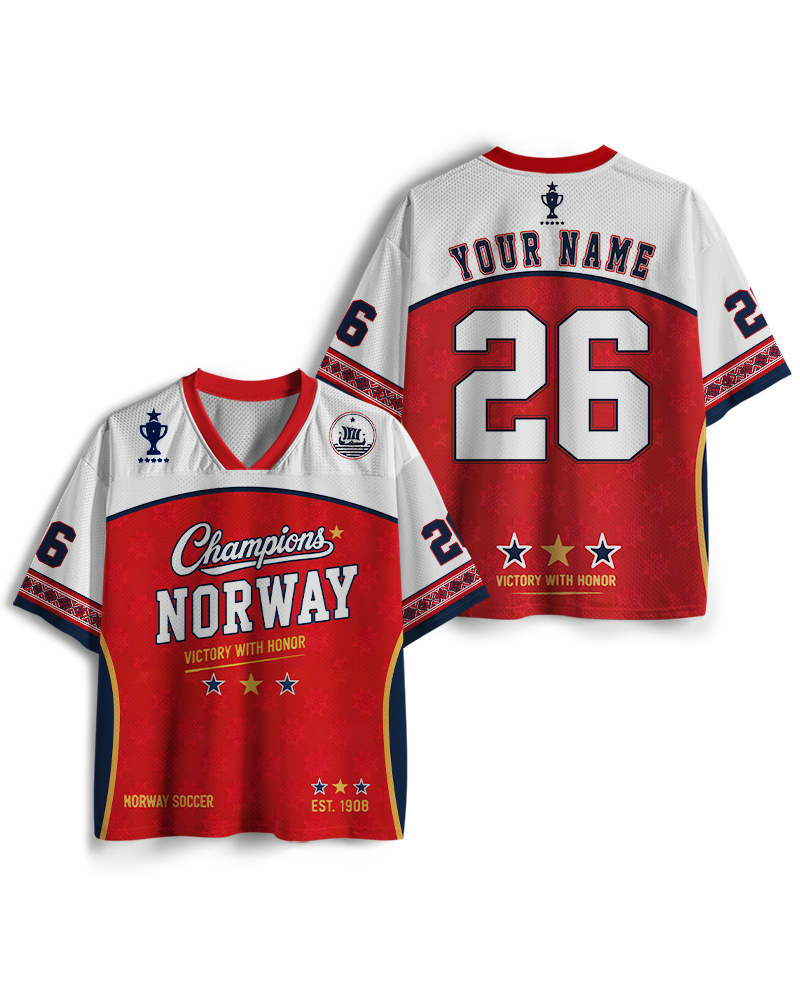 TheRetroTee Norway Champion Custom Name Mesh Jersey