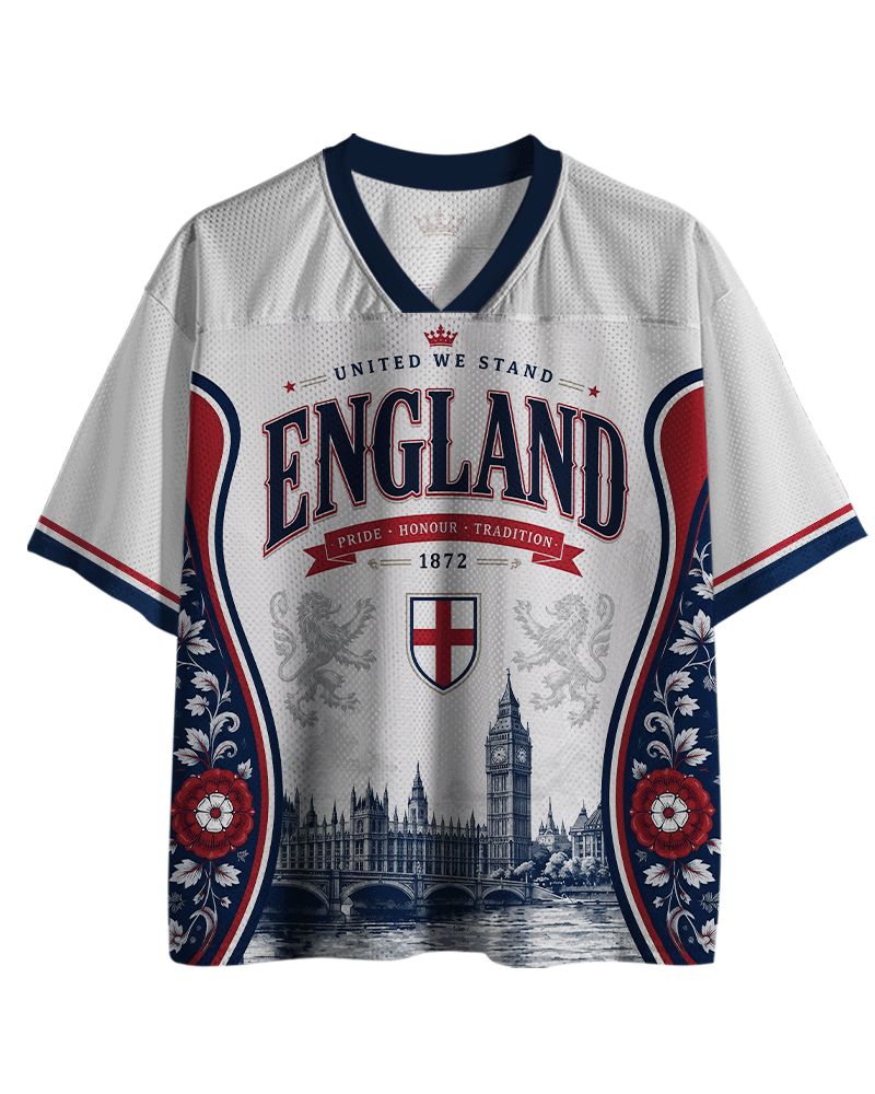 TheRetroTee England Custom Name Mesh Jersey