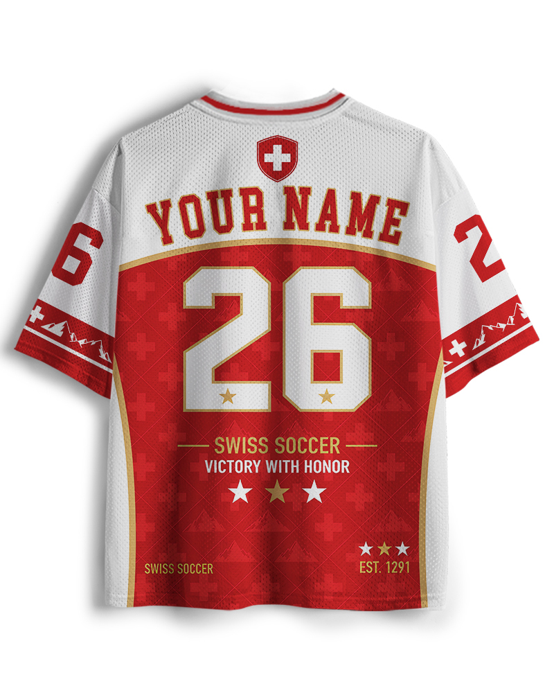 TheRetroTee Switzerland Football Champion Custom Name Mesh Jersey