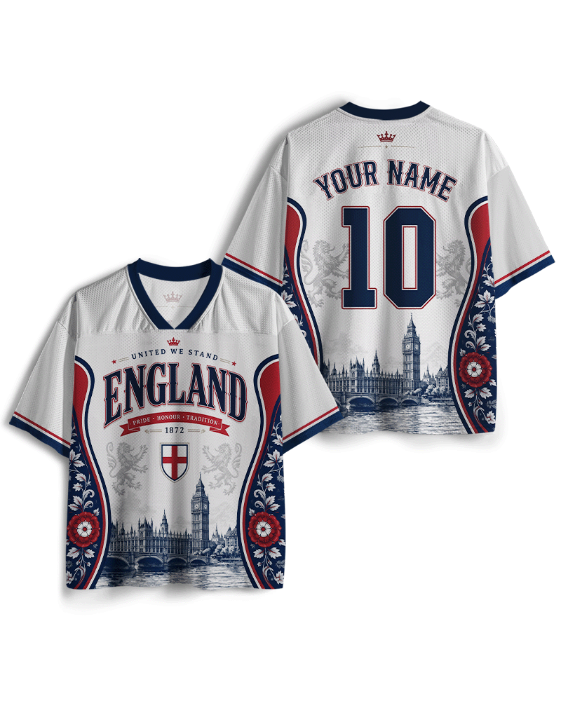 TheRetroTee England Custom Name Mesh Jersey