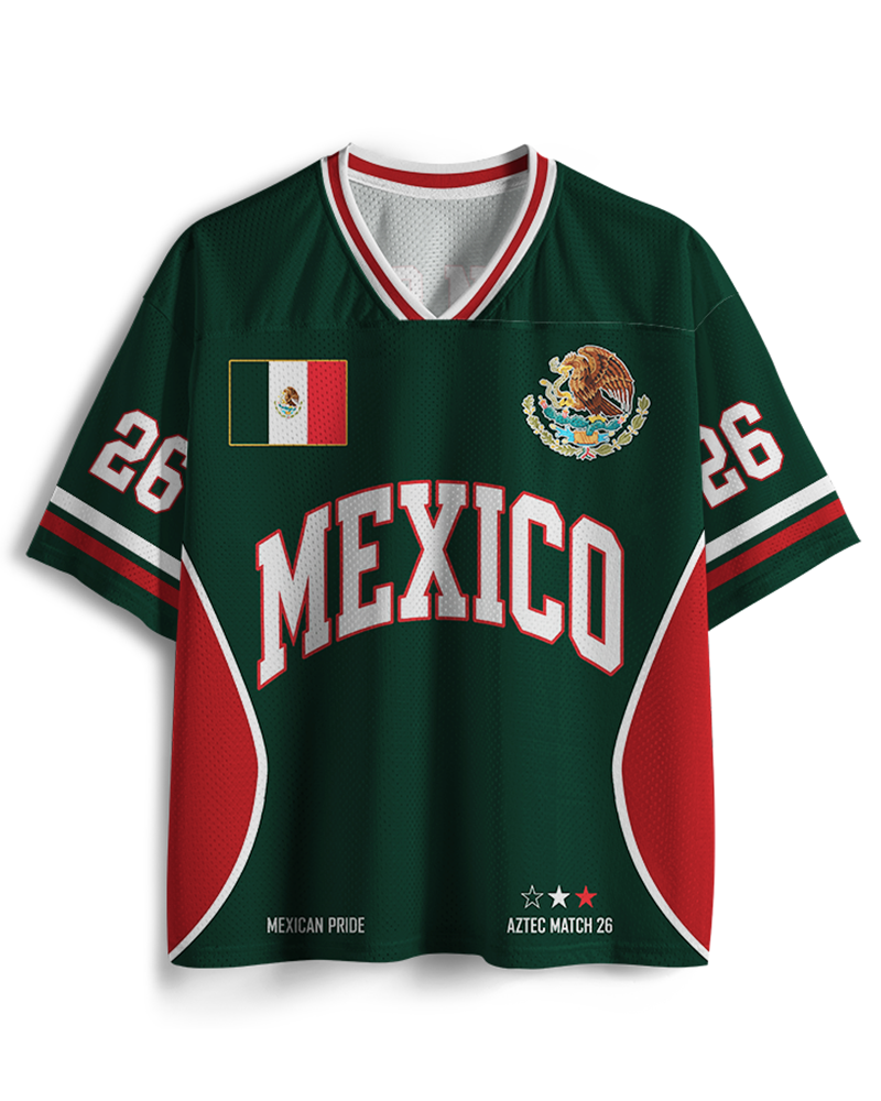 TheRetroTee Mexico Flag Matching Mesh Jersey