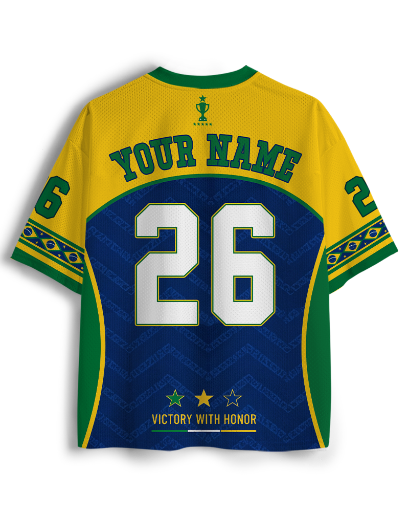 TheRetroTee Brazil Champion Custom Name Mesh Jersey