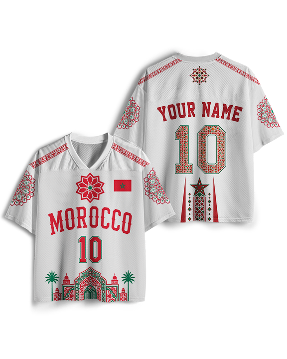 TheRetroTee Morocco Football Custom Name Mesh Jersey