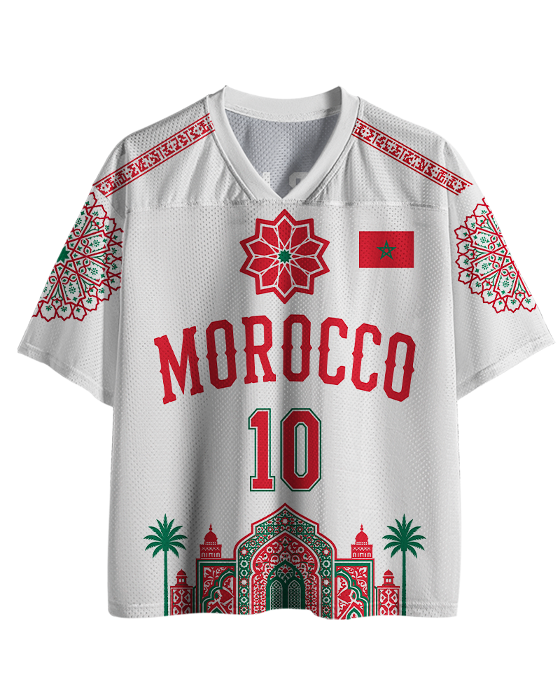 TheRetroTee Morocco Football Custom Name Mesh Jersey