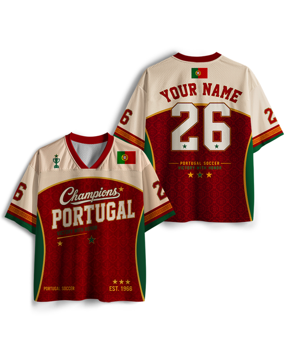 TheRetroTee Portugal Football Champion Custom Name Mesh Jersey