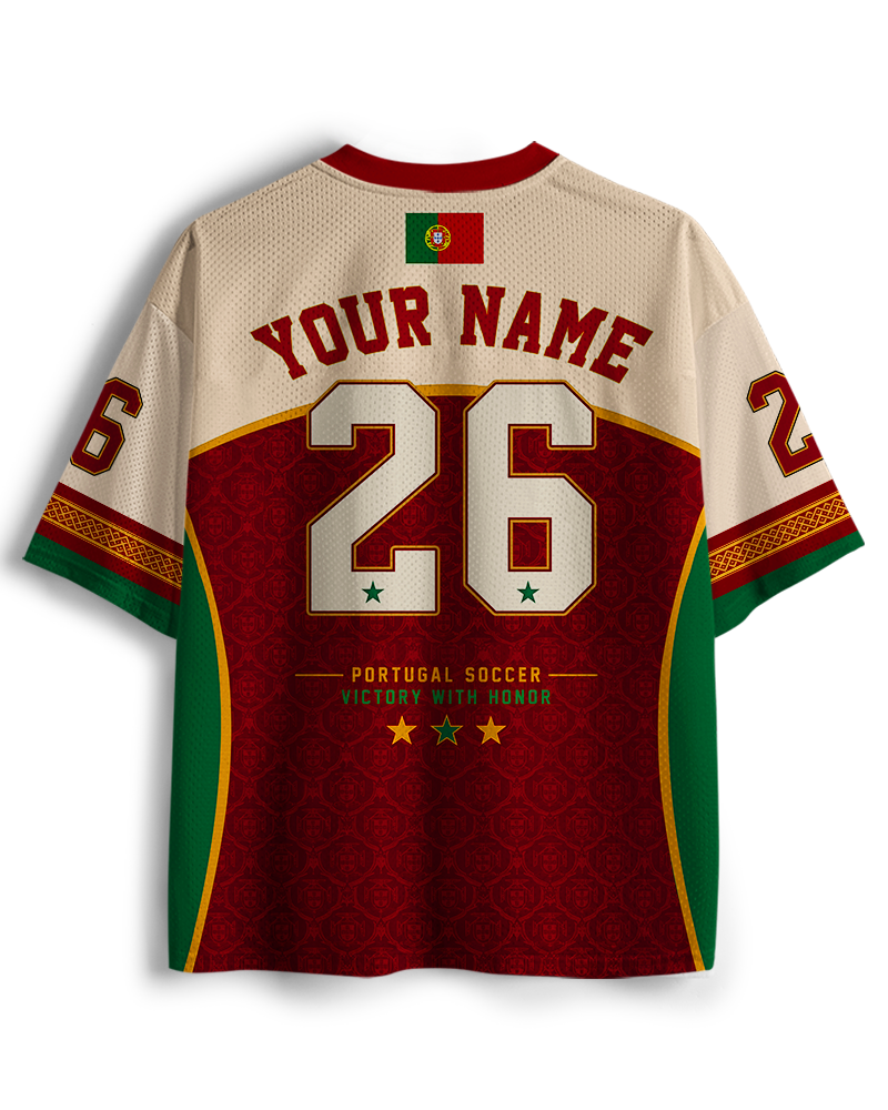 TheRetroTee Portugal Football Champion Custom Name Mesh Jersey