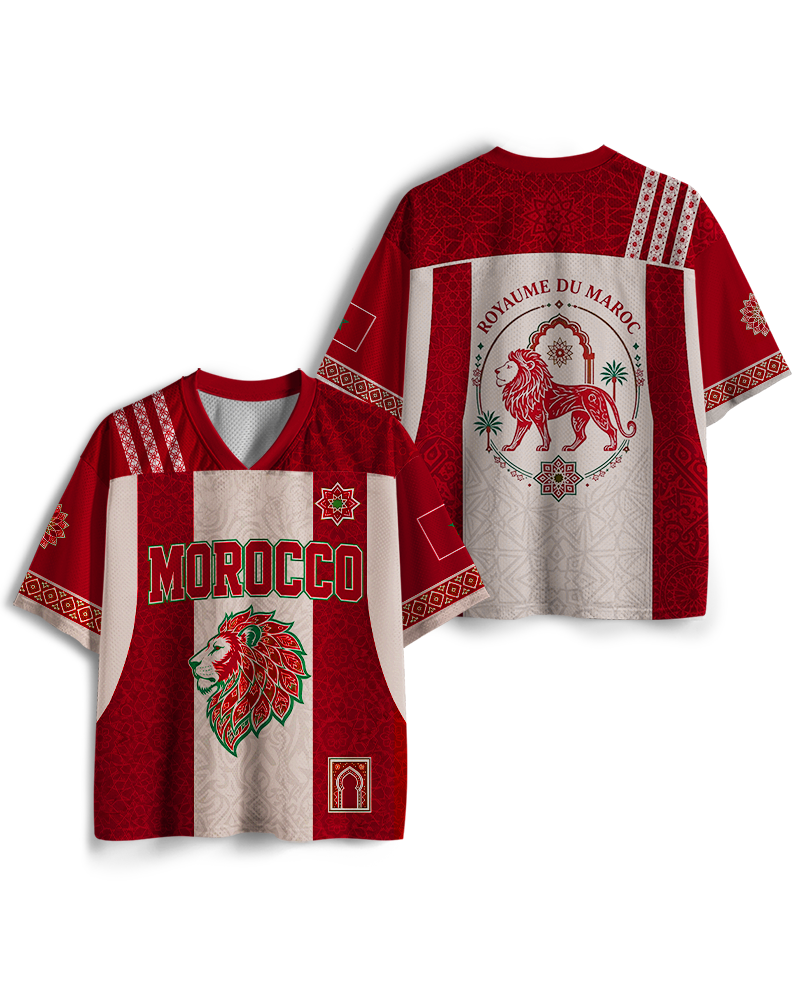 TheRetroTee Morocco Football Custom Name Mesh Jersey