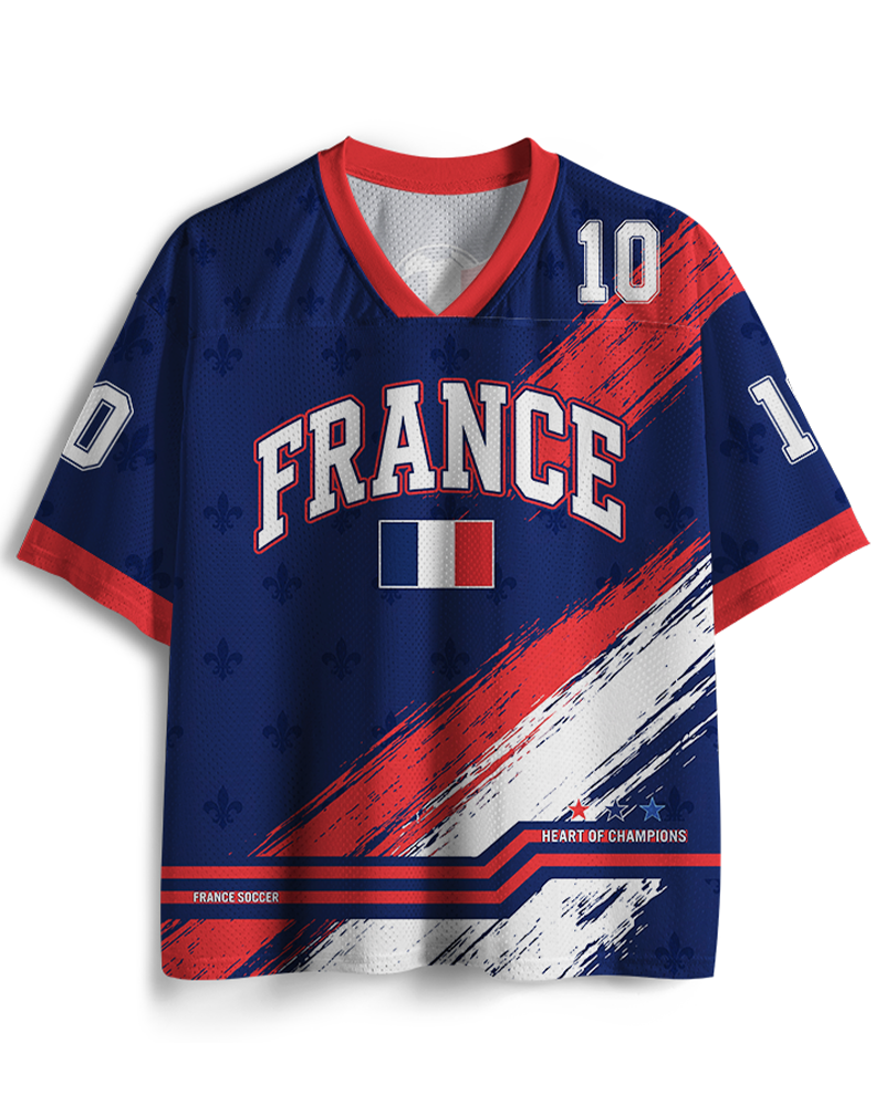 TheRetroTee Custom France Soccer Mesh Jersey