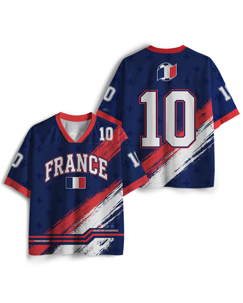 TheRetroTee Custom France Soccer Mesh Jersey