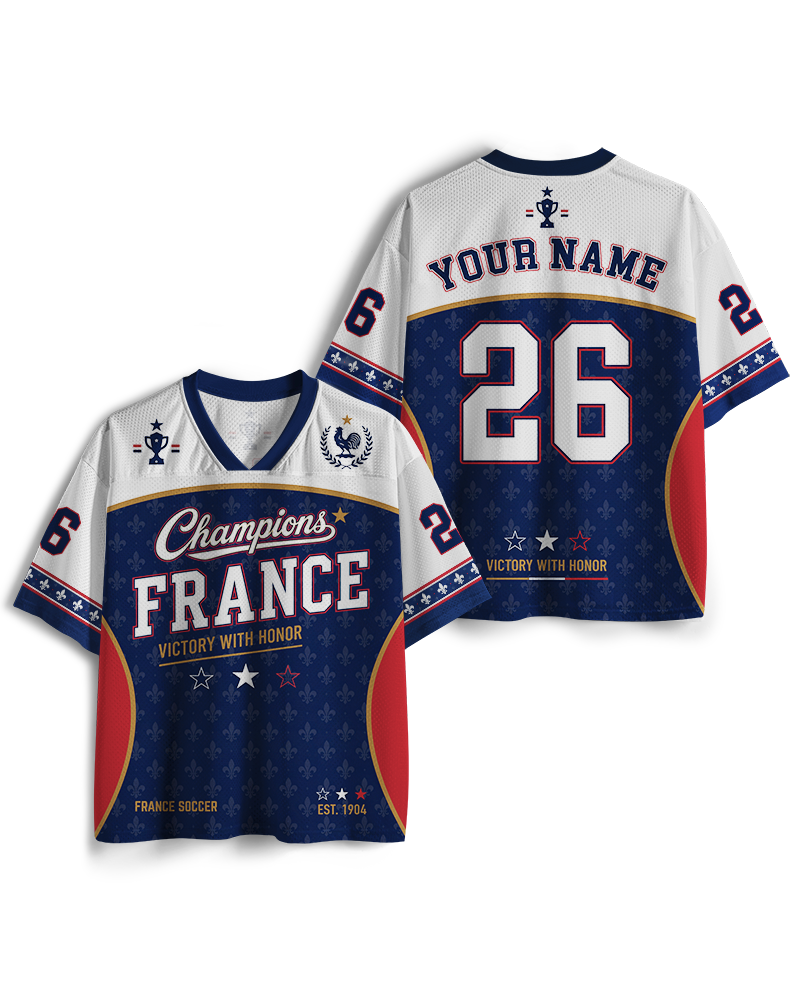 TheRetroTee France Champion Custom Name Mesh Jersey