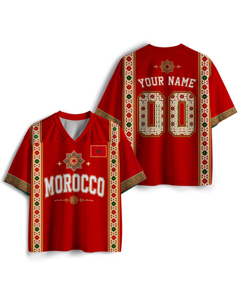 TheRetroTee Morocco Football Custom Name Mesh Jersey