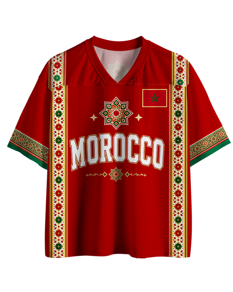 TheRetroTee Morocco Football Custom Name Mesh Jersey