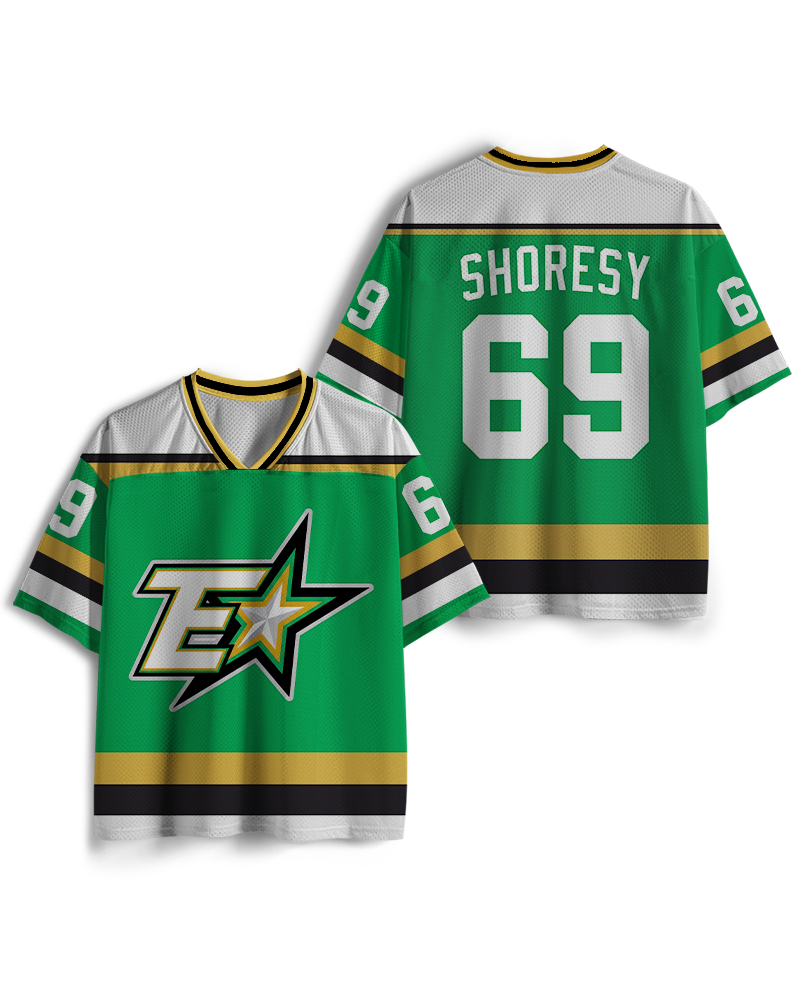 TheRetroTee Retro Hockey #69 Green & Yellow Mesh Jersey