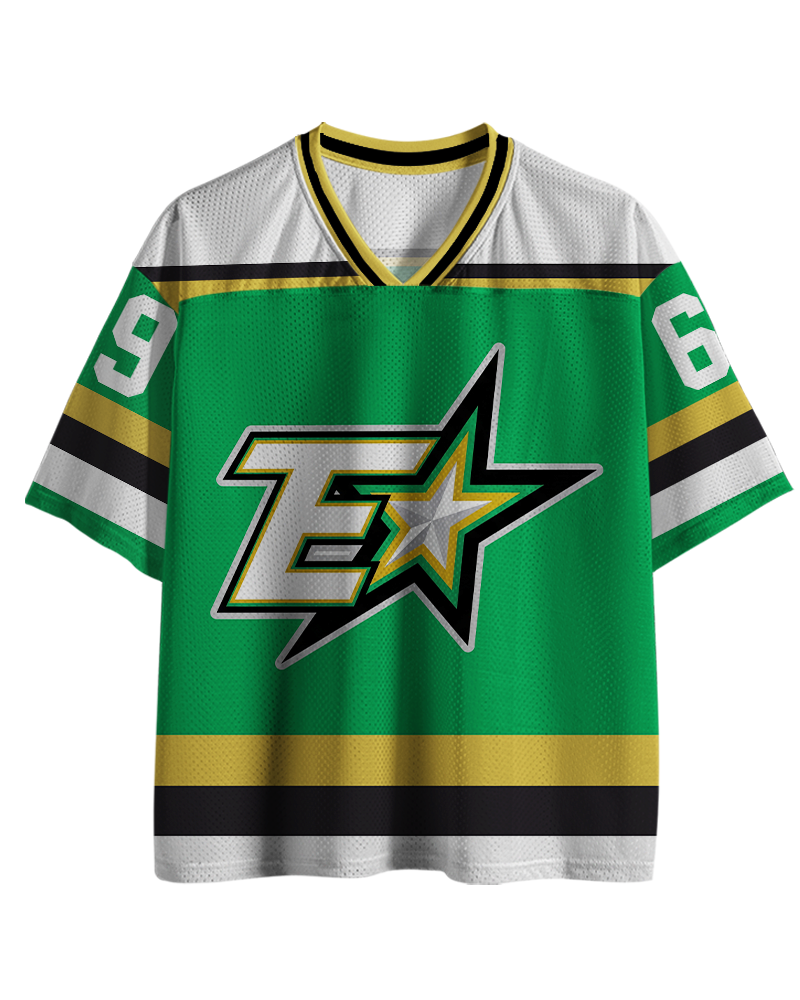 TheRetroTee Retro Hockey #69 Green & Yellow Mesh Jersey
