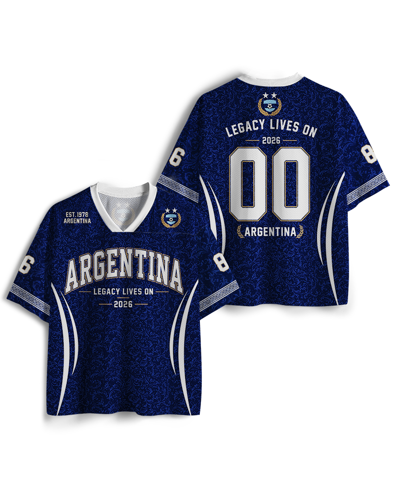TheRetroTee Argentina Custom Name Mesh Jersey