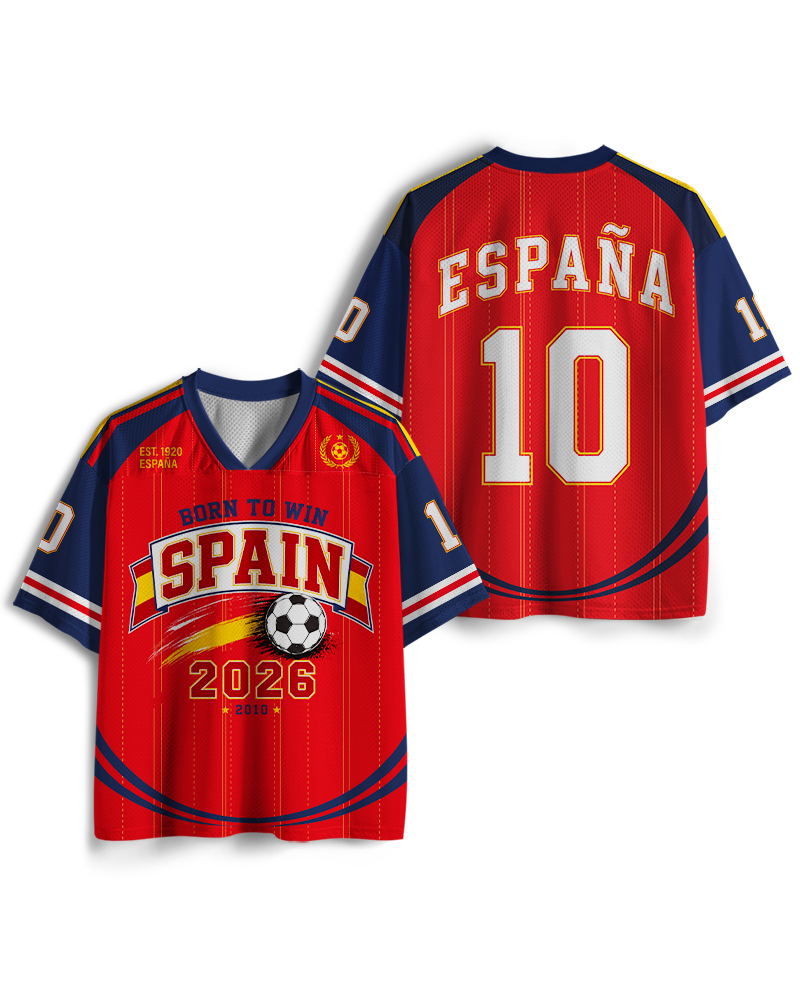 TheRetroTee Spain 26 Classic Football Mesh Jersey