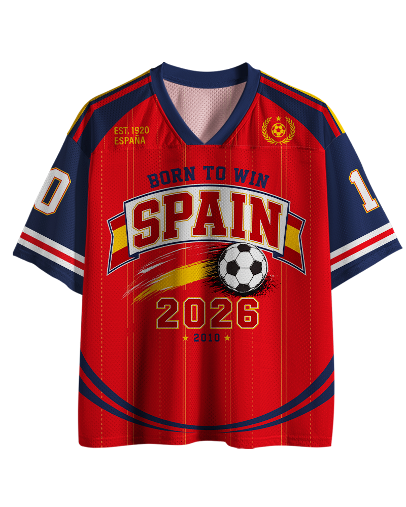 TheRetroTee Spain 26 Classic Football Mesh Jersey