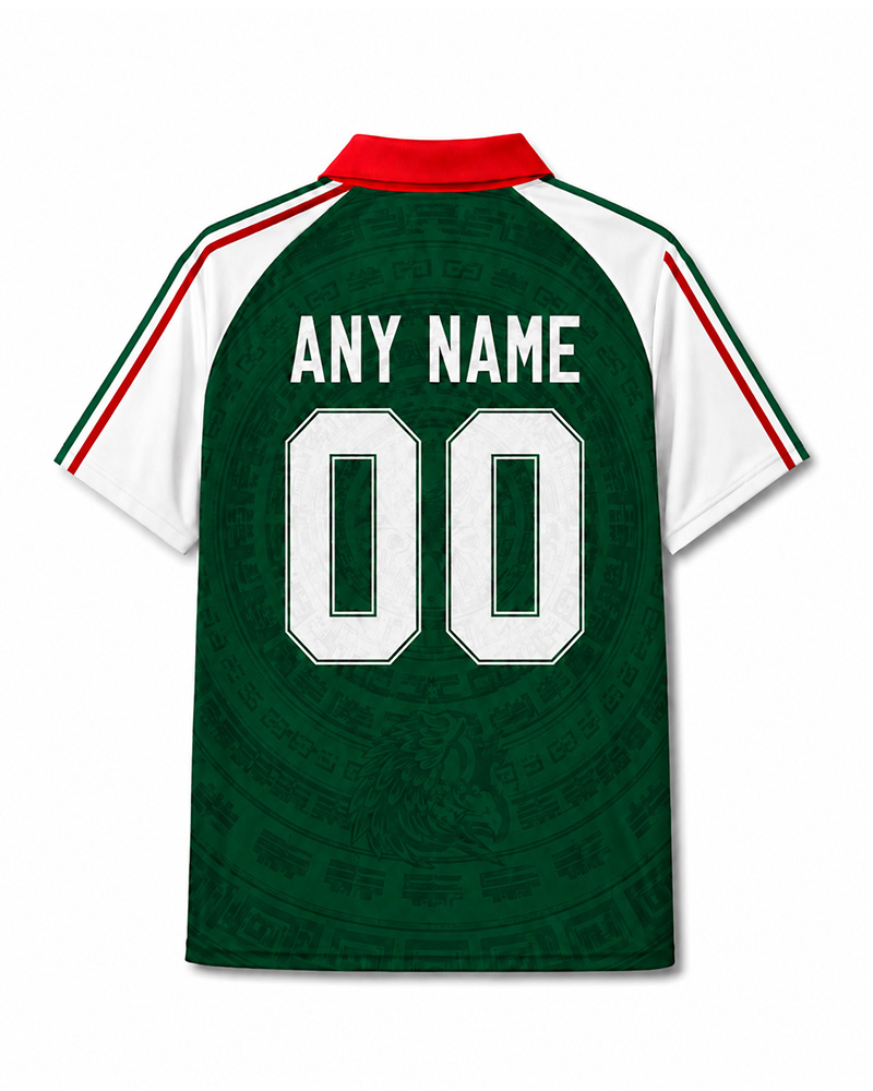 TheRetroTee Mexico Aztec Legacy Collar Soccer Jersey