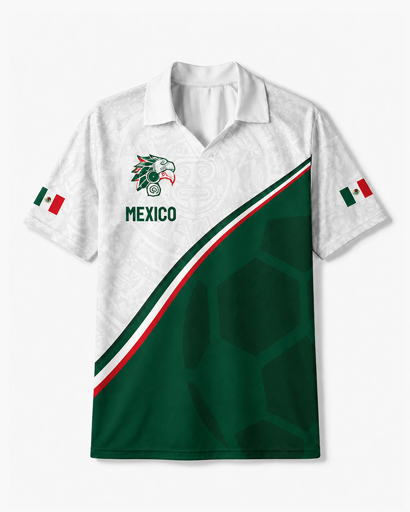 TheRetroTee Mexico Aztec Heritage Collar Soccer Jersey