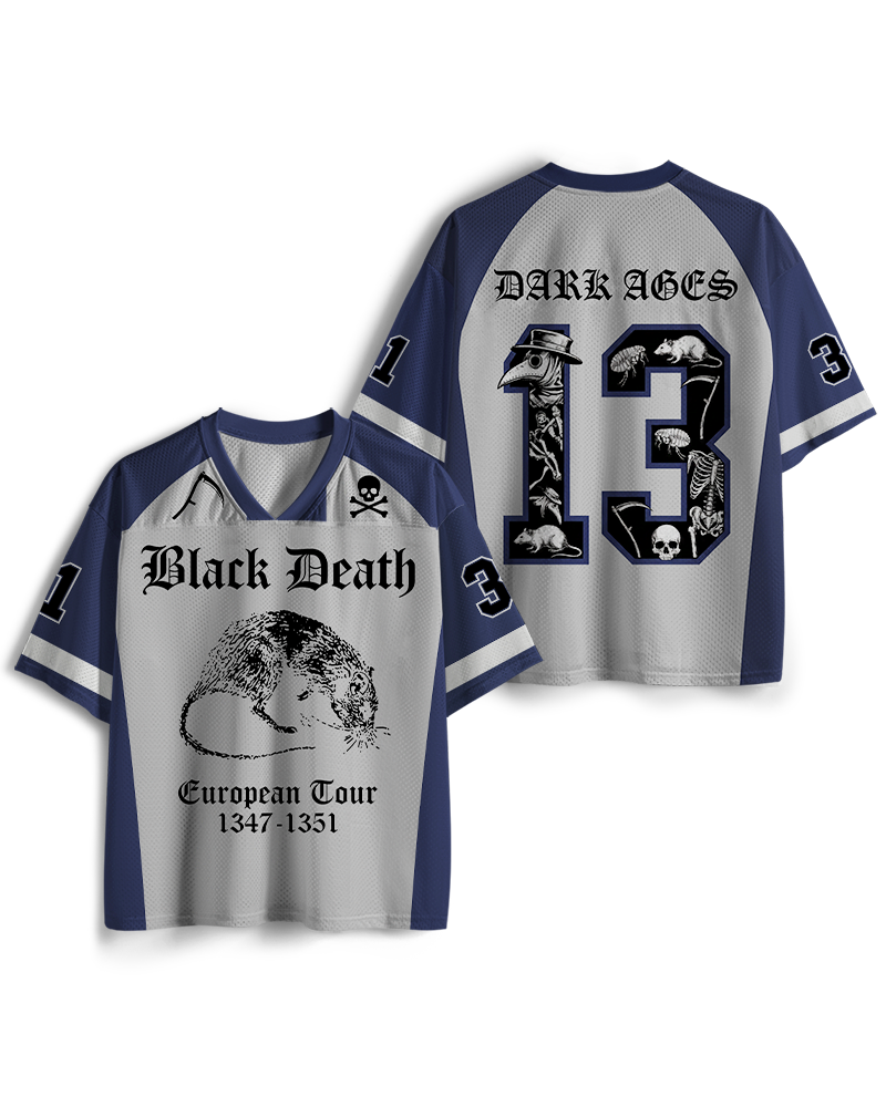 TheRetroTee Black Death European Tour Gothic Horror Mesh Jersey