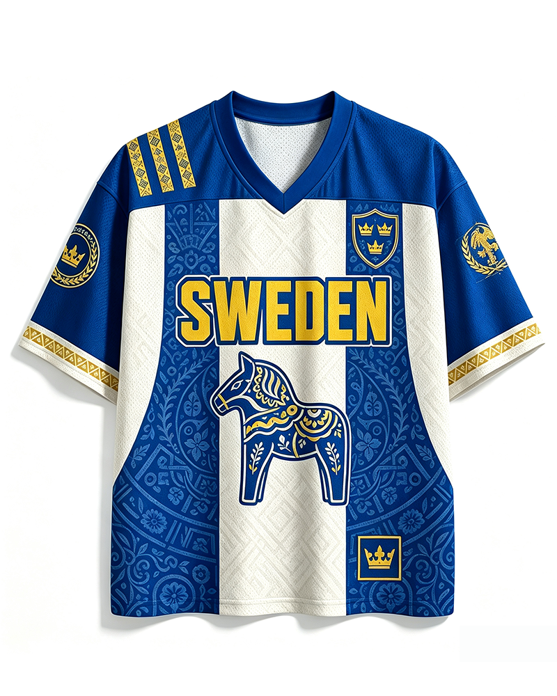 TheRetroTee 1980s Swedish Nordic Heritage Vintage Soccer Jersey