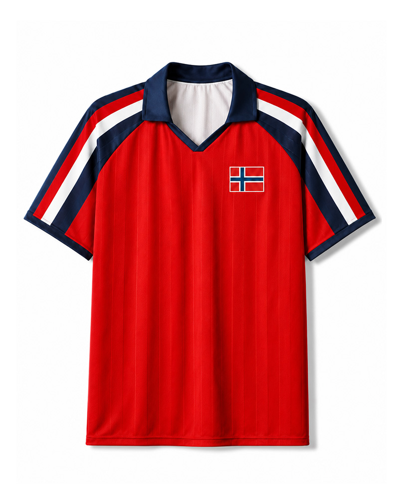 TheRetroTee Norway Retro Stripe Classic Collar Soccer Jersey