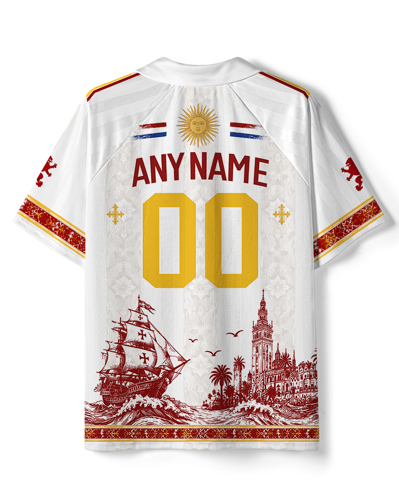 TheRetroTee Spain Ocean Voyage Collar Soccer Jersey