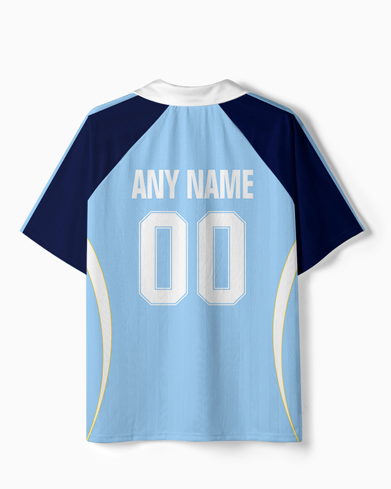 TheRetroTee Argentina Winged Motion Collar Soccer Jersey
