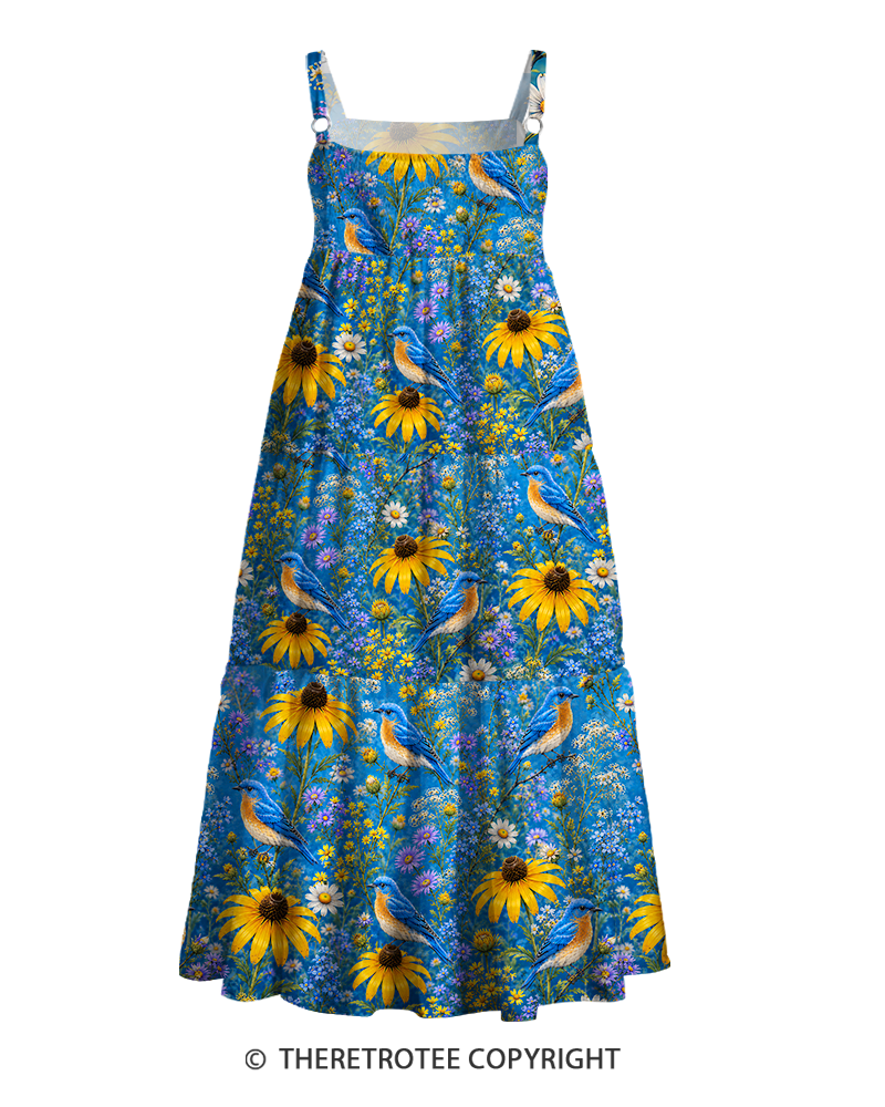 TheRetroTee Vintage Graphic Wildflower Garden Maxi Dress