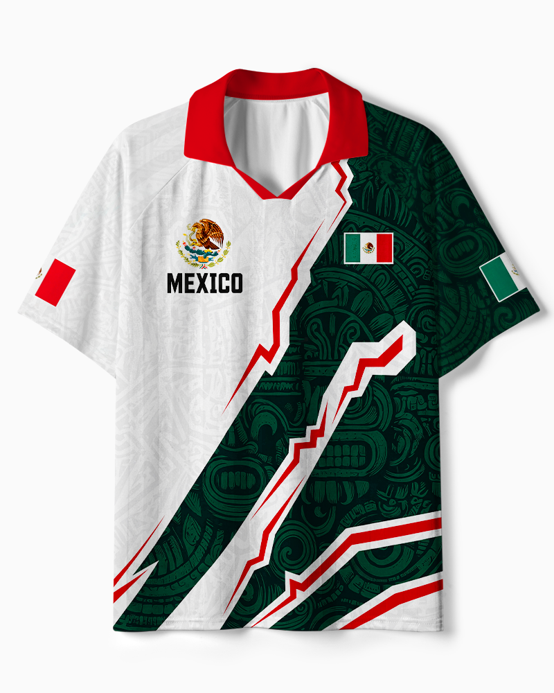 TheRetroTee Mexico Heritage Spirit Dynamic Collar Soccer Jersey