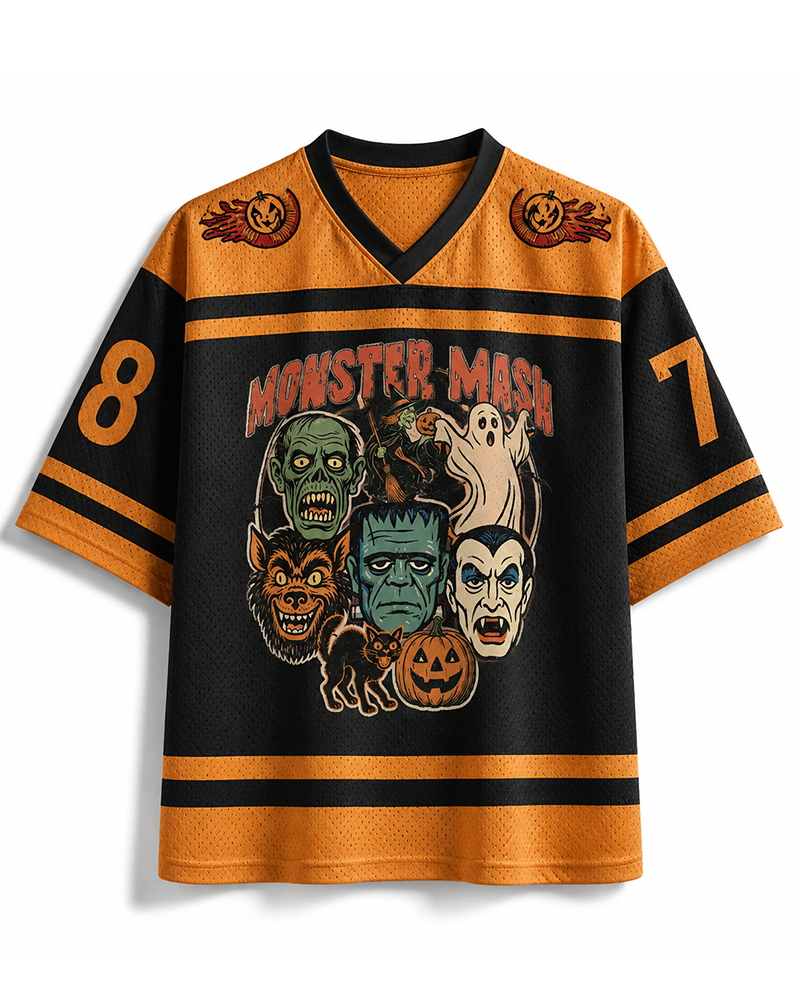 TheRetroTee Halloween Spooky Season 1970s Mesh Jersey