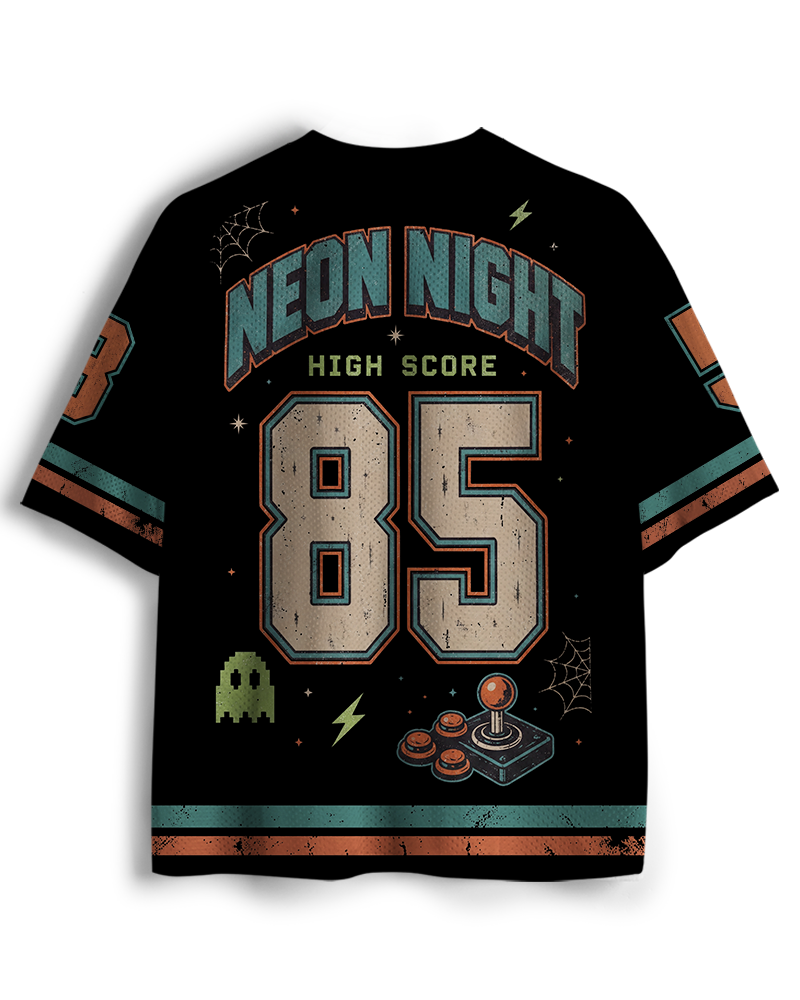 TheRetroTee Halloween Neon Night Arcade Mesh Jersey