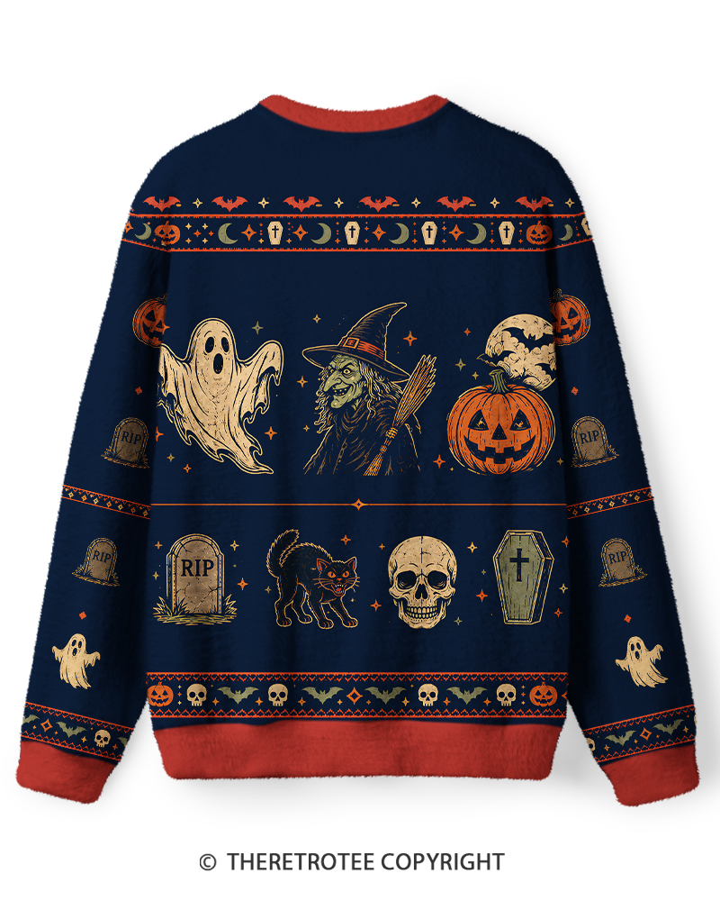 TheRetroTee Retro Halloween Spooky Season 1970s Sweater