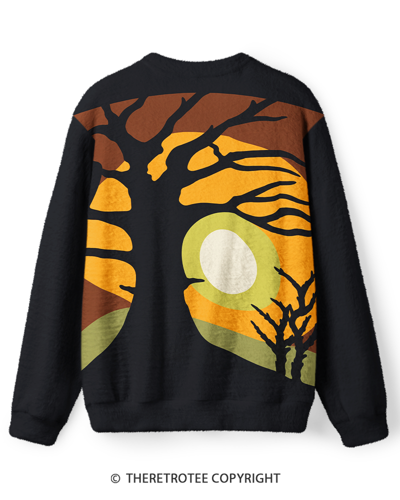 TheRetroTee Vintage 1970s Sunset Tree Sweater