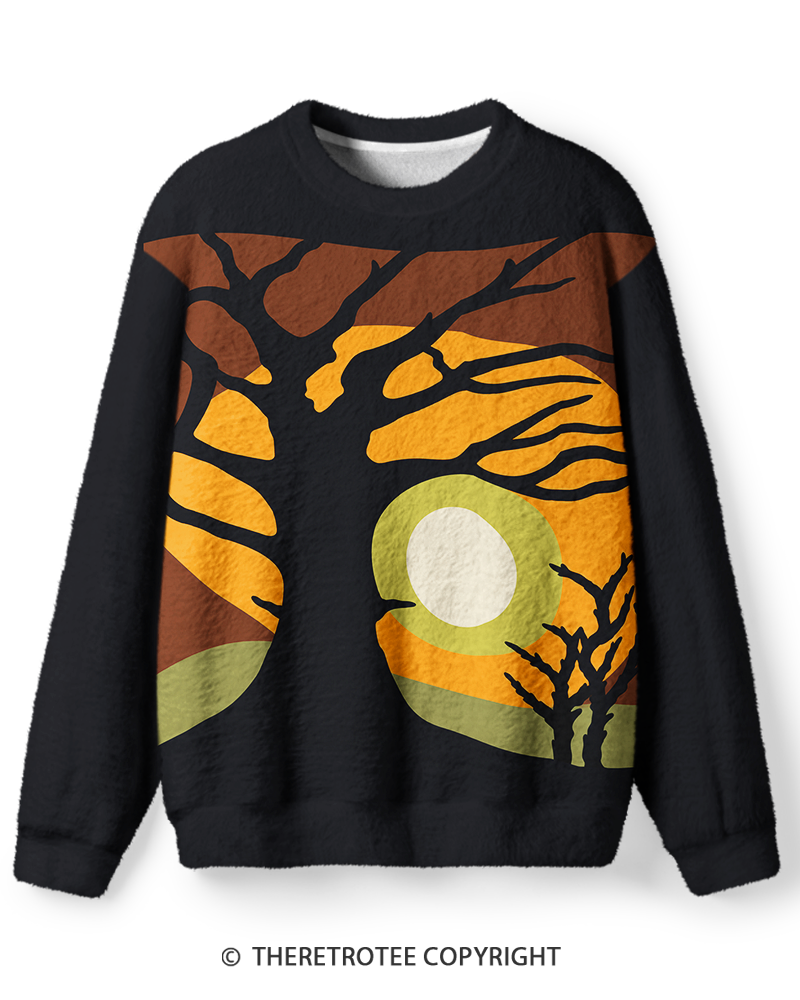 TheRetroTee Vintage 1970s Sunset Tree Sweater