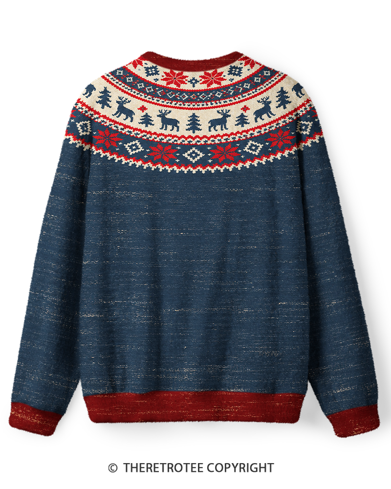 TheRetroTee Vintage 1960s Nordic Reindeer Christmas Sweater