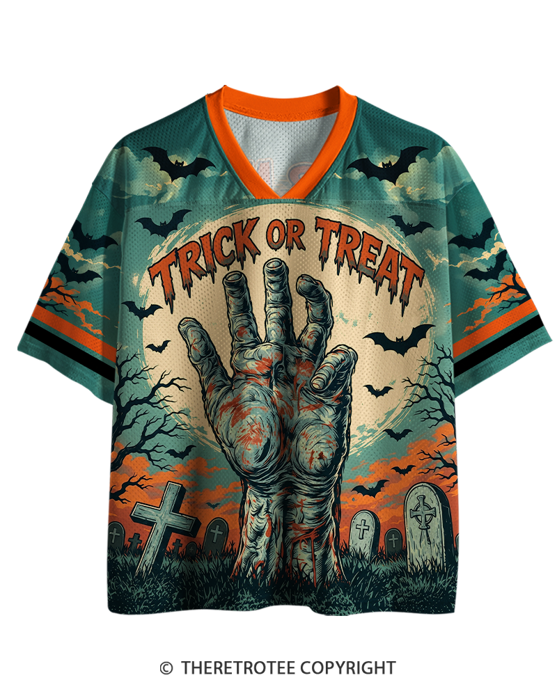 TheRetroTee Graveyard Rising 1980s Halloween Mesh Jersey