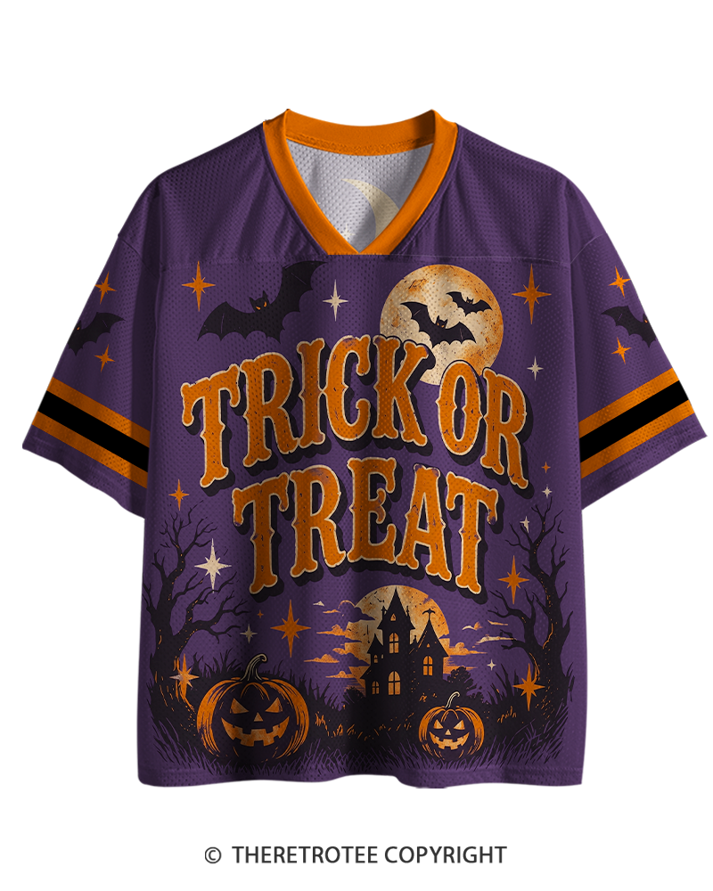 TheRetroTee Haunted Night 1970s Halloween Mesh Jersey