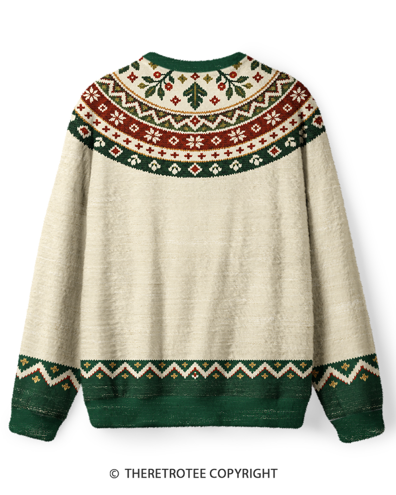 TheRetroTee Vintage Evergreen Folk Sweater